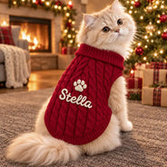 Adorable,Christmas,Custom Text,Pet Lovers - Dog Cat Lover First Year Pet Parents - Personalized Warm And Festive Knit Sweater