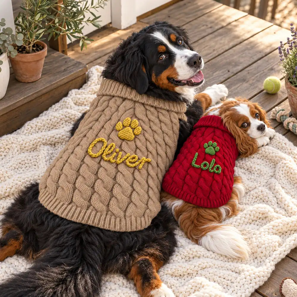 Adorable,Christmas,Custom Text,Pet Lovers - Dog Cat Lover First Year Pet Parents - Personalized Warm And Festive Knit Sweater