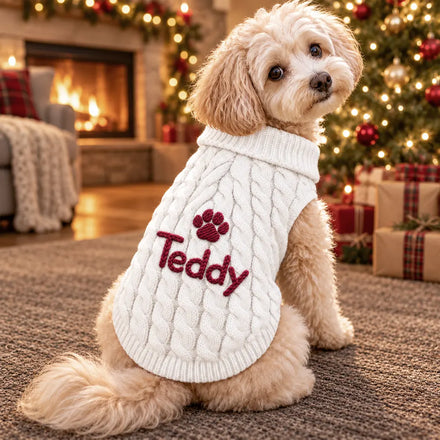 Dog Cat Lover First Year Pet Parents - Personalized Warm And Festive Knit Sweater