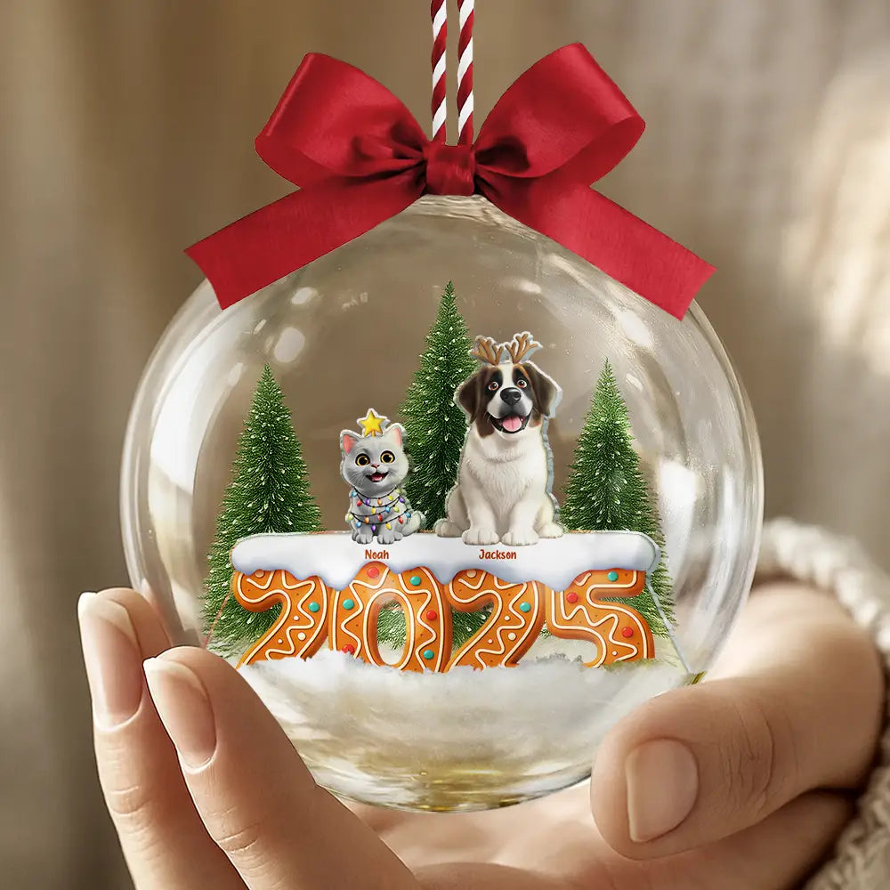 Christmas,Pet Lovers,Cat Lovers,Dog Lovers,Funny - Dog Cat Lovers Best Friends For Life - Personalized 3D Acrylic Ball Ornament