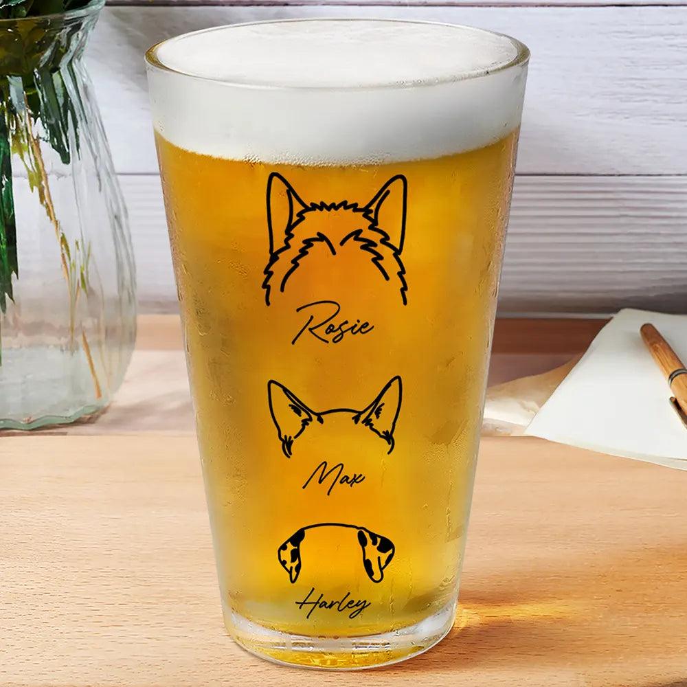 Dog Cat Sketch - Personalized Beer Glass