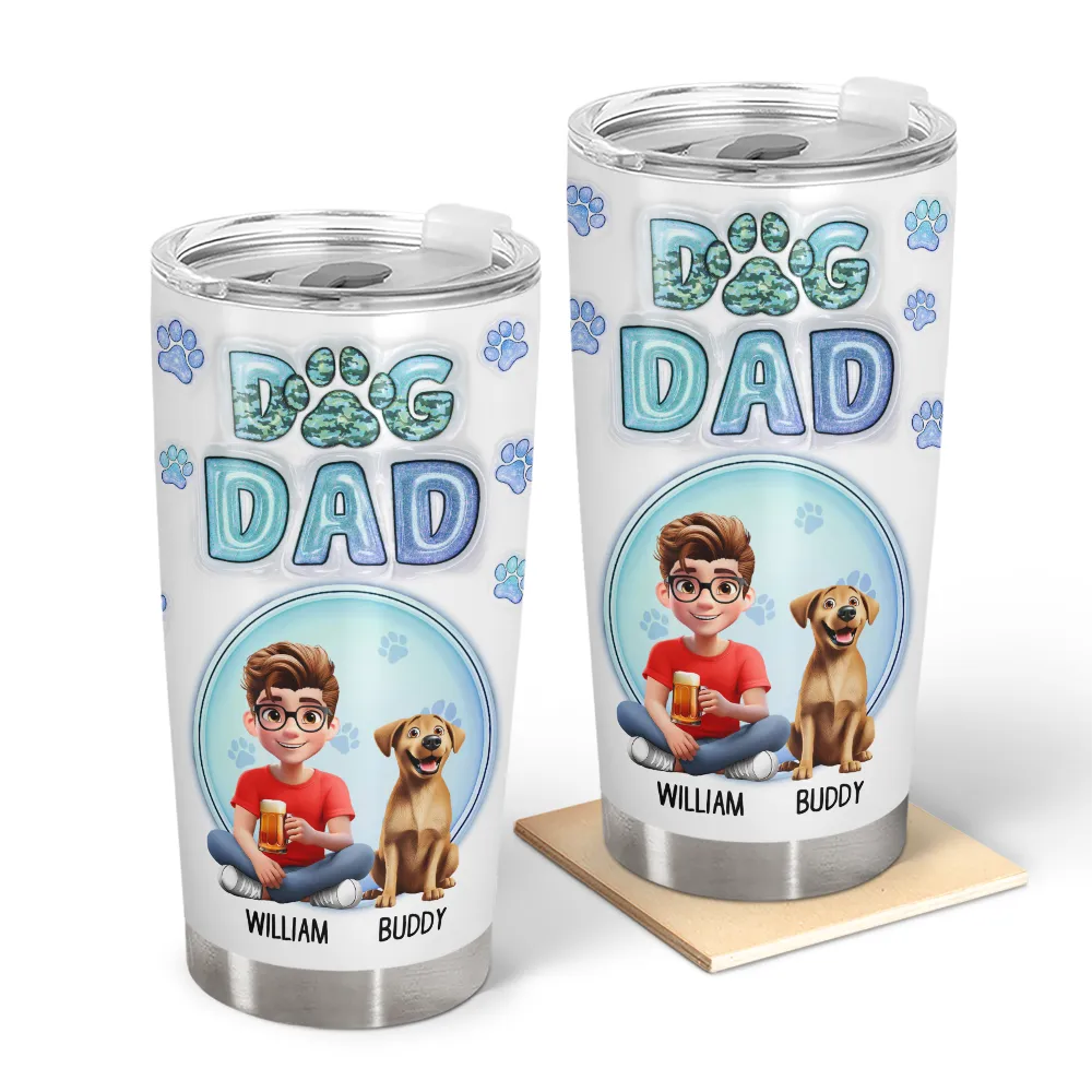 Dog Dad Dog Mom Cute Fur Baby Printed Glitter - Personalized Tumbler