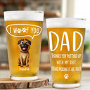 Dog Lovers,Dog Dad - Dog Dad I Woof You - Personalized Beer Glass