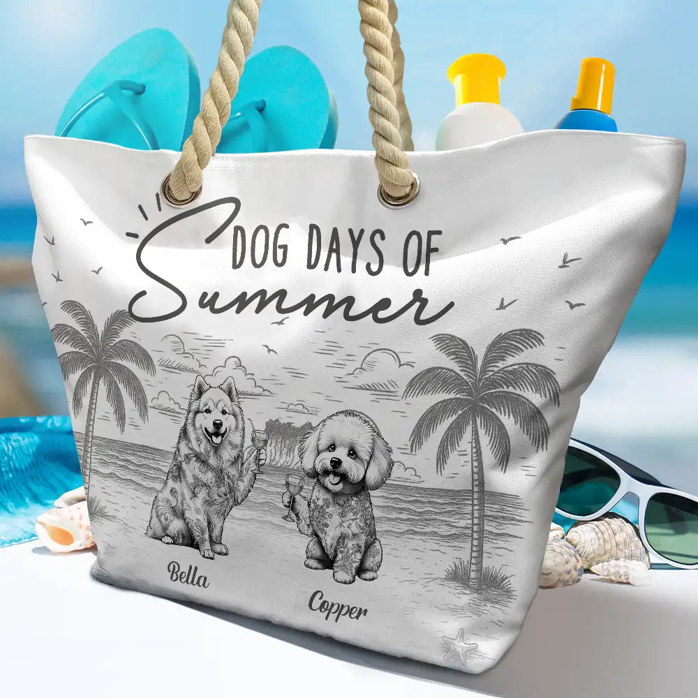 Dog Lovers,Dog Mom,Dog Dad,Pet Lovers,Pet Mom,Pet Dad,Summer,Happy - Dog Days Of Summer - Personalized Beach Bag