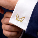Adorable, Dog Lovers, Pet Lovers, Wedding, Vector - Dog Ears Line Art With Custom Name - Personalized Cufflinks