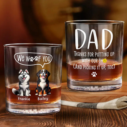 Dog Lovers I Woof You - Personalized Whiskey Glass