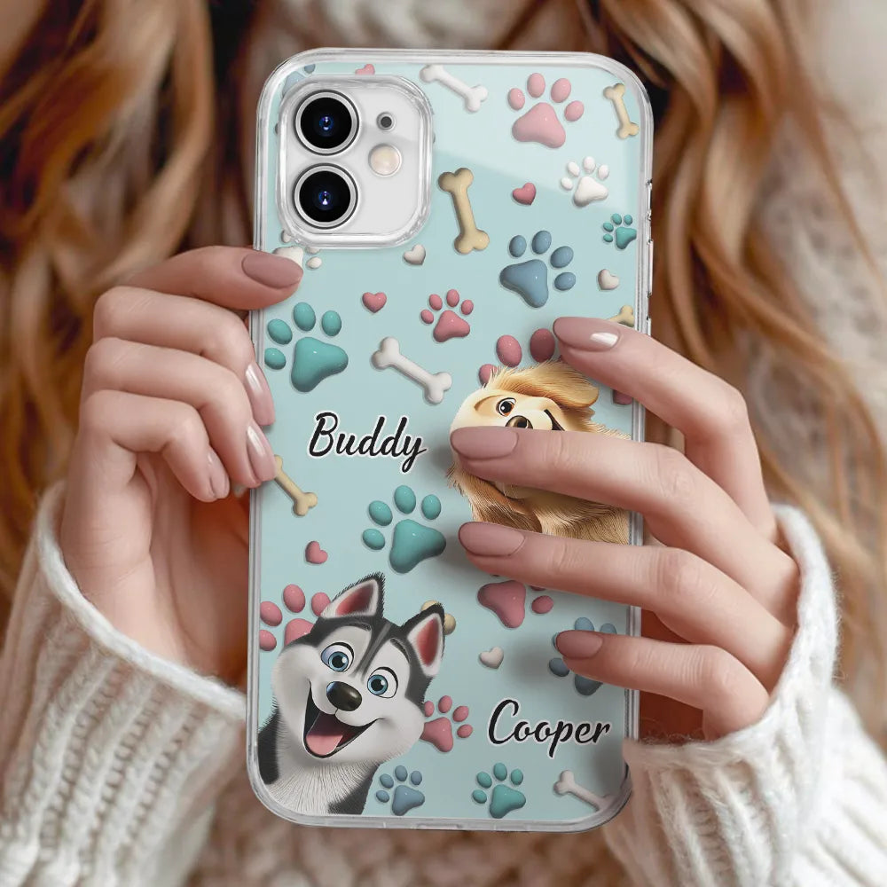 Pet Lovers, Pet Mom, Pet Dad, Dog Lovers, Dog Mom, Dog Dad, Happy - Dog Mom Dog Dad - 3D Inflated Effect Printed, Personalized Clear Phone Case