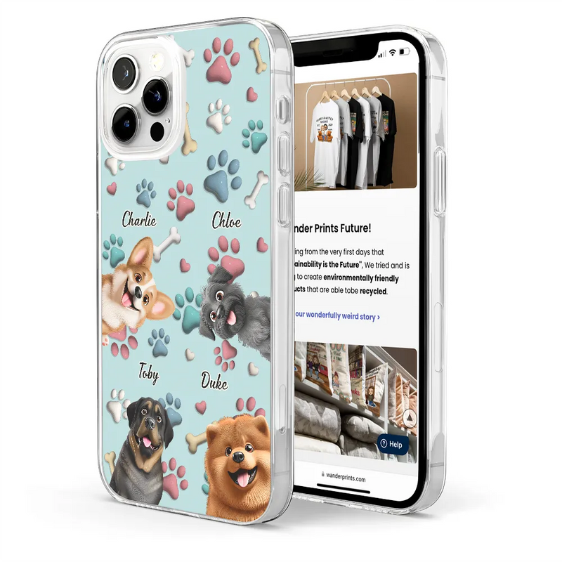 Pet Lovers, Pet Mom, Pet Dad, Dog Lovers, Dog Mom, Dog Dad, Happy - Dog Mom Dog Dad - 3D Inflated Effect Printed, Personalized Clear Phone Case