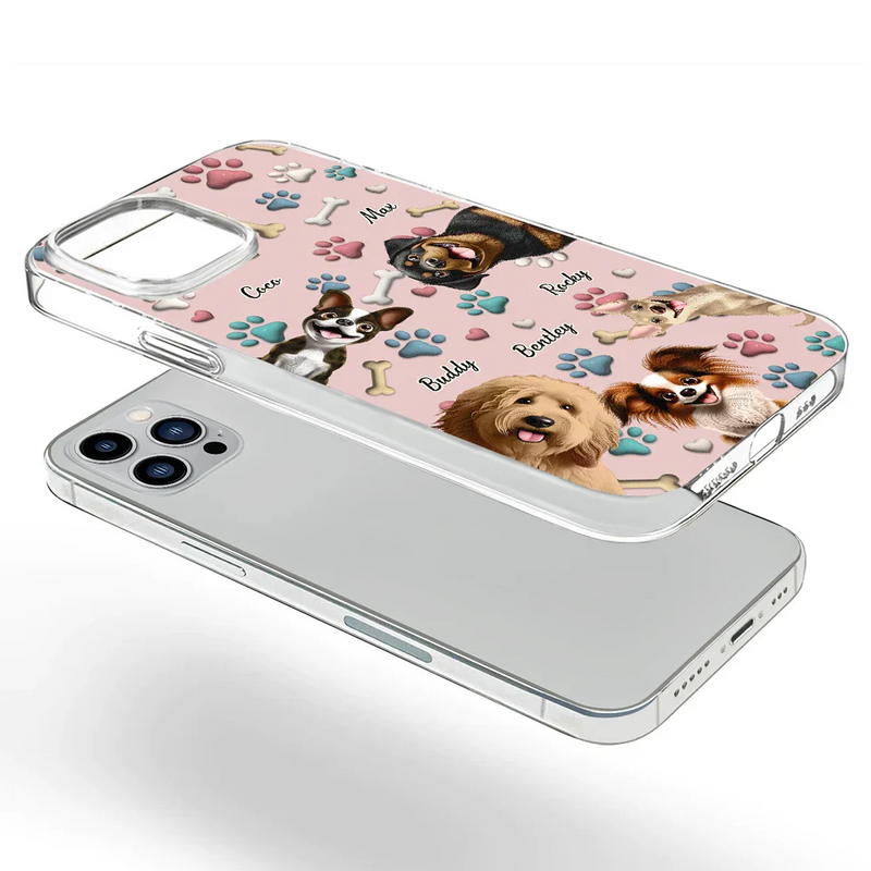 Pet Lovers, Pet Mom, Pet Dad, Dog Lovers, Dog Mom, Dog Dad, Happy - Dog Mom Dog Dad - 3D Inflated Effect Printed, Personalized Clear Phone Case