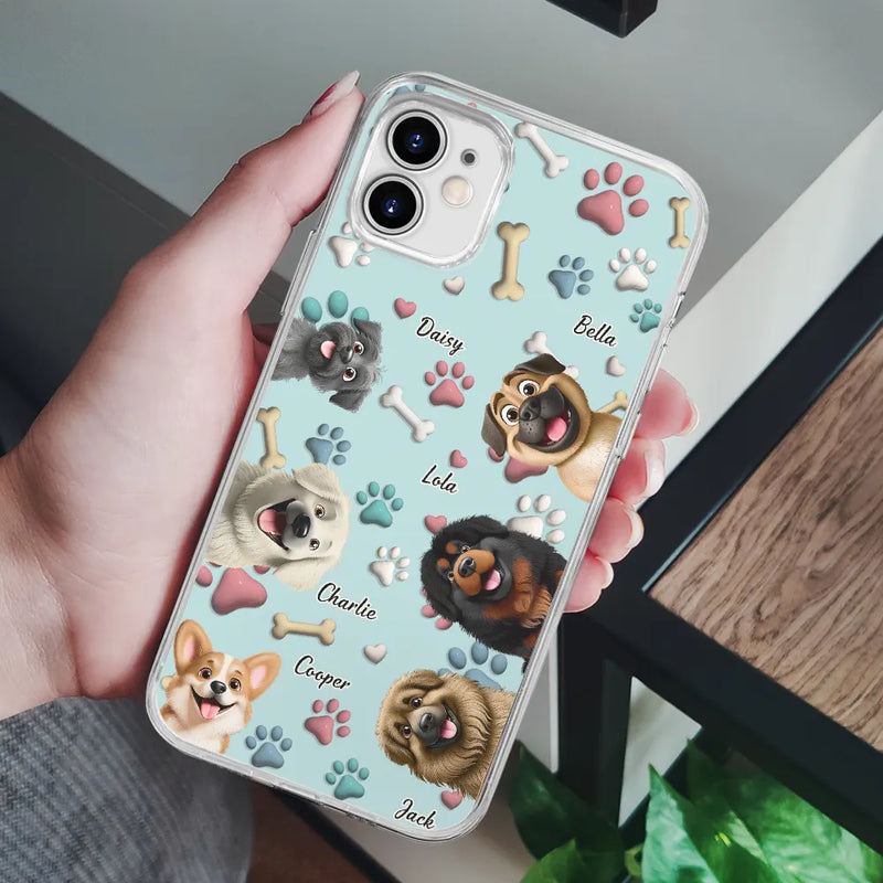 Pet Lovers, Pet Mom, Pet Dad, Dog Lovers, Dog Mom, Dog Dad, Happy - Dog Mom Dog Dad - 3D Inflated Effect Printed, Personalized Clear Phone Case