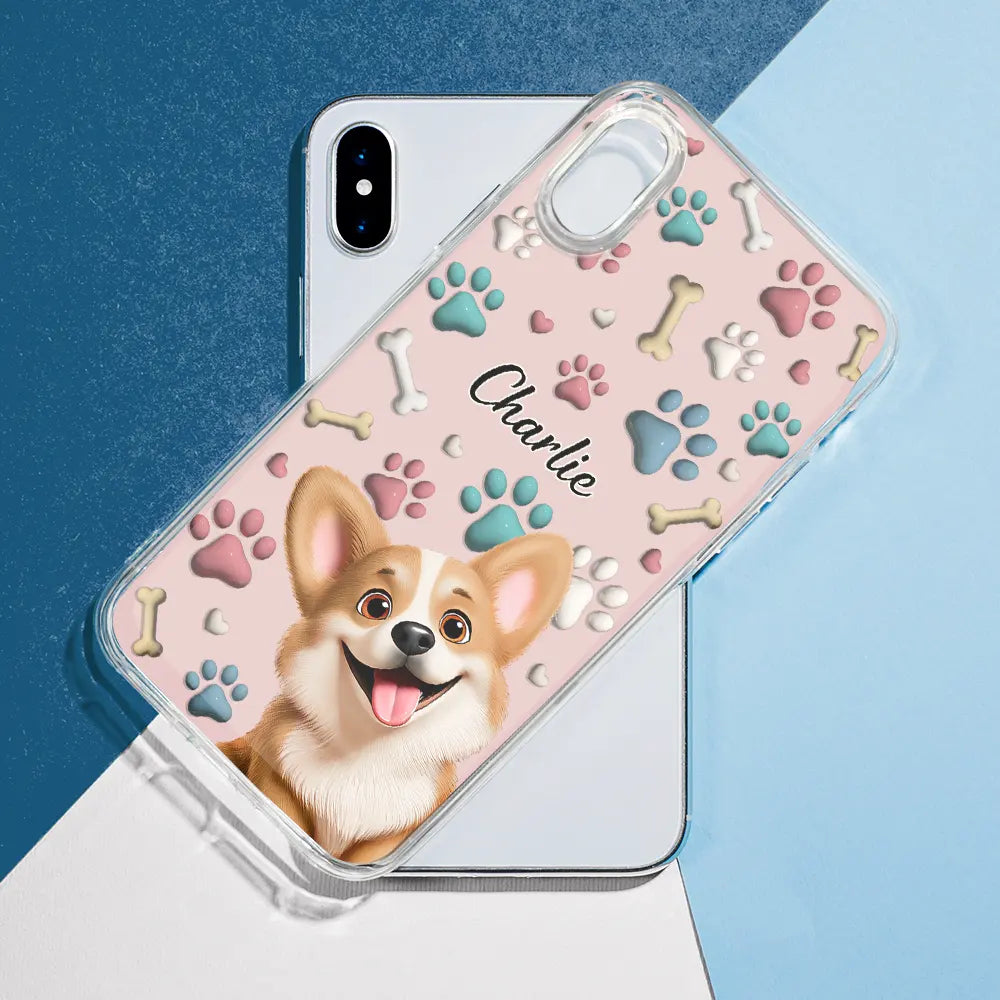 Pet Lovers, Pet Mom, Pet Dad, Dog Lovers, Dog Mom, Dog Dad, Happy - Dog Mom Dog Dad - 3D Inflated Effect Printed, Personalized Clear Phone Case