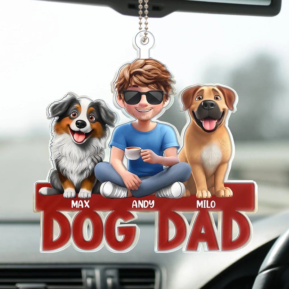 Dog Mom Dog Dad - Personalized Acrylic Car Hanger