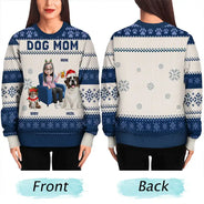 Christmas,Dog Lovers,Dog Mom,Dog Dad,Happy - Dog Mom Dog Dad 3D Effect Dog - Personalized Unisex Ugly Sweater
