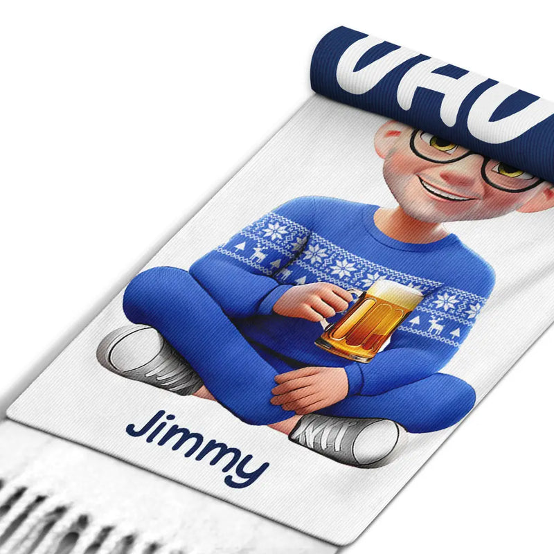 Gift For Yourself,Gift For Women,Gift For Men,Christmas,Happy,Dog Lovers,Dog Mom,Dog Dad - Dog Mom Dog Dad Christmas - Personalized Wool Scarf With Tassel