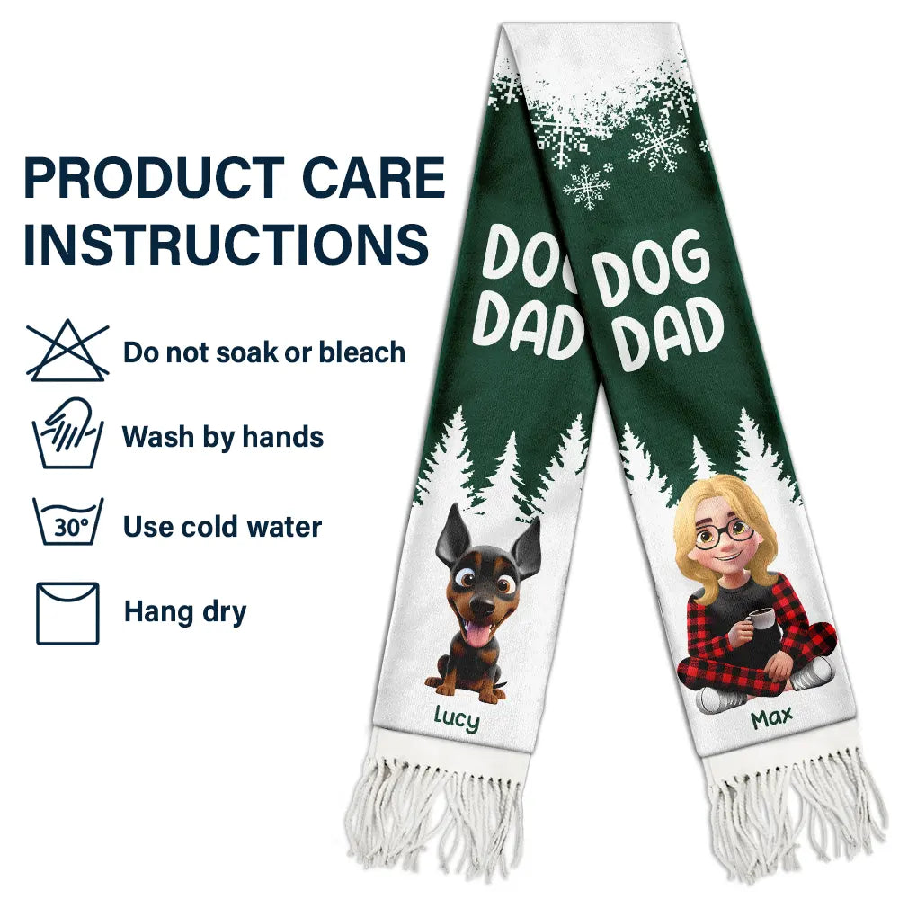 Gift For Yourself,Gift For Women,Gift For Men,Christmas,Happy,Dog Lovers,Dog Mom,Dog Dad - Dog Mom Dog Dad Christmas - Personalized Wool Scarf With Tassel