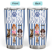 Pet Lovers,Pet Mom,Pet Dad,Dog Lovers,Dog Mom,Dog Dad,Happy - Dog Mom Dog Dad Stripe Style - Personalized Tumbler