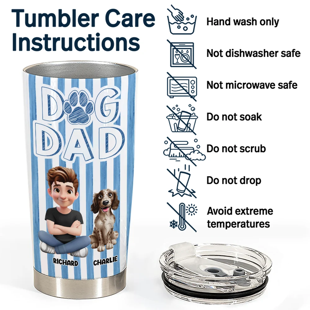 Pet Lovers,Pet Mom,Pet Dad,Dog Lovers,Dog Mom,Dog Dad,Happy - Dog Mom Dog Dad Stripe Style - Personalized Tumbler