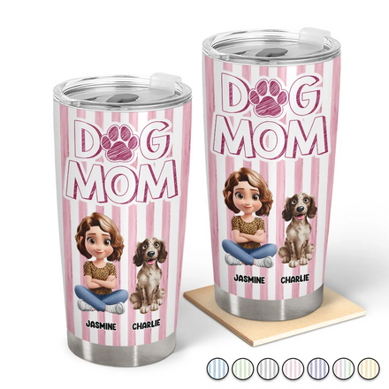 Dog Mom Dog Dad Stripe Style - Personalized Tumbler