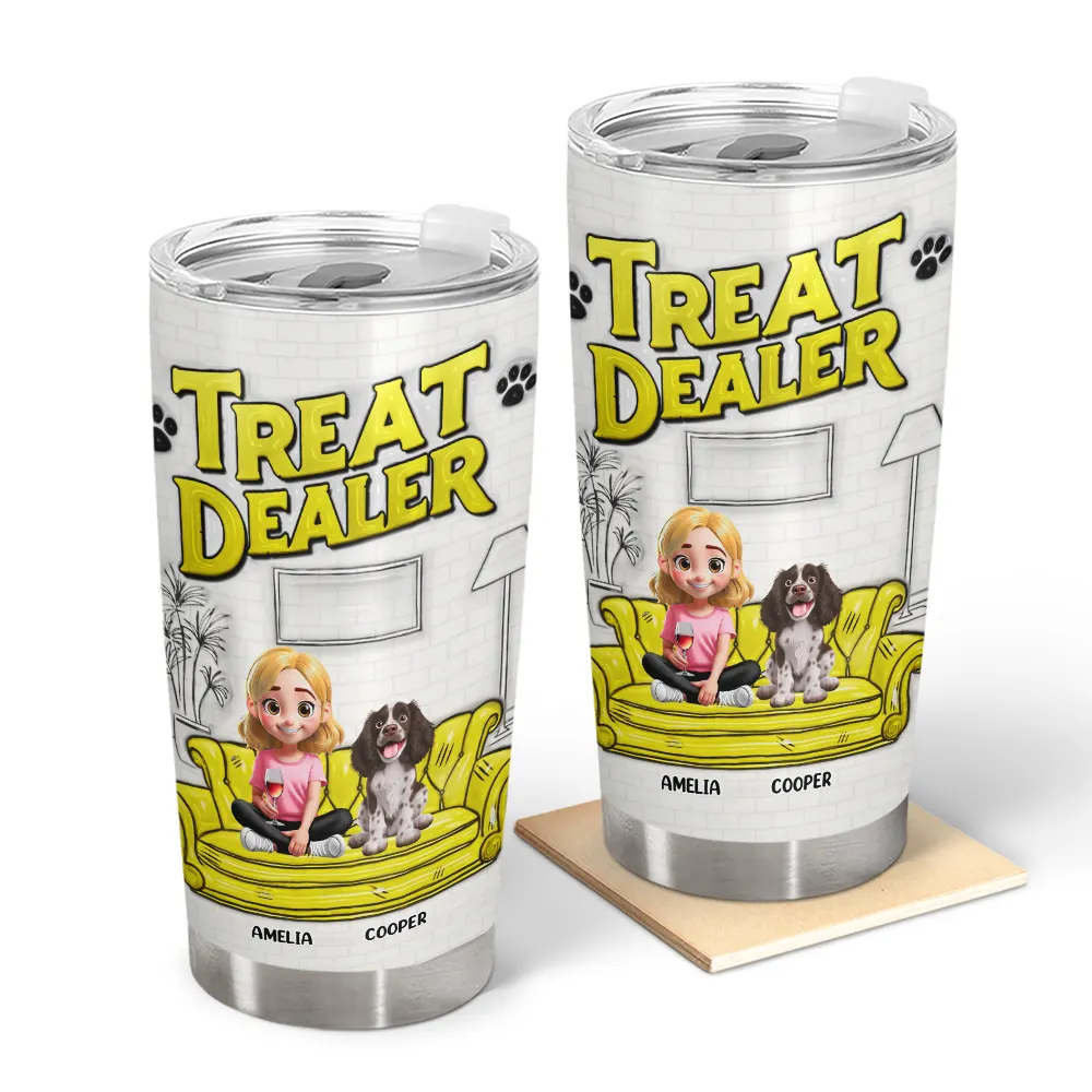 Dog Treat Dealer - 3D Inflated Effect Printed Tumbler, Personalized Tumbler