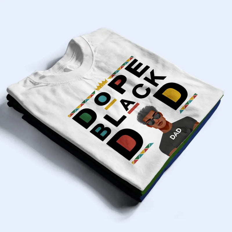 Afro Dad,Gift For Men,Gift For Father,Funny,Vector,Proud - Dope Black Dad With Kids' Names On Sleeve - Personalized T Shirt