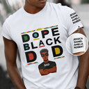 Afro Dad,Gift For Men,Gift For Father,Funny,Vector,Proud - Dope Black Dad With Kids' Names On Sleeve - Personalized T Shirt