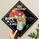 Graduation,Gift For Yourself,Happy,Afro - Dope Black King Queen - Personalized Graduation Cap Topper