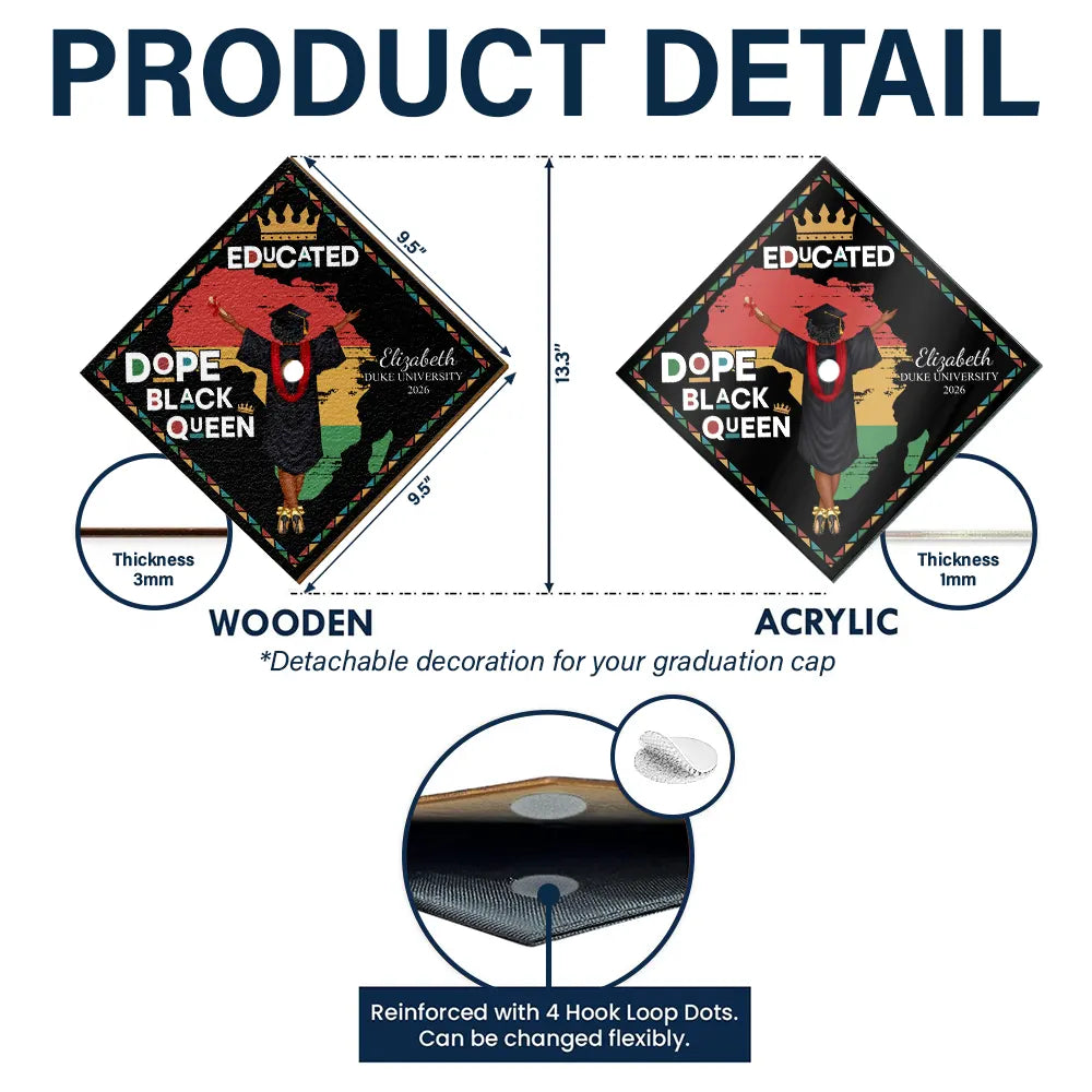 Dope Black King Queen - Personalized Graduation Cap Topper