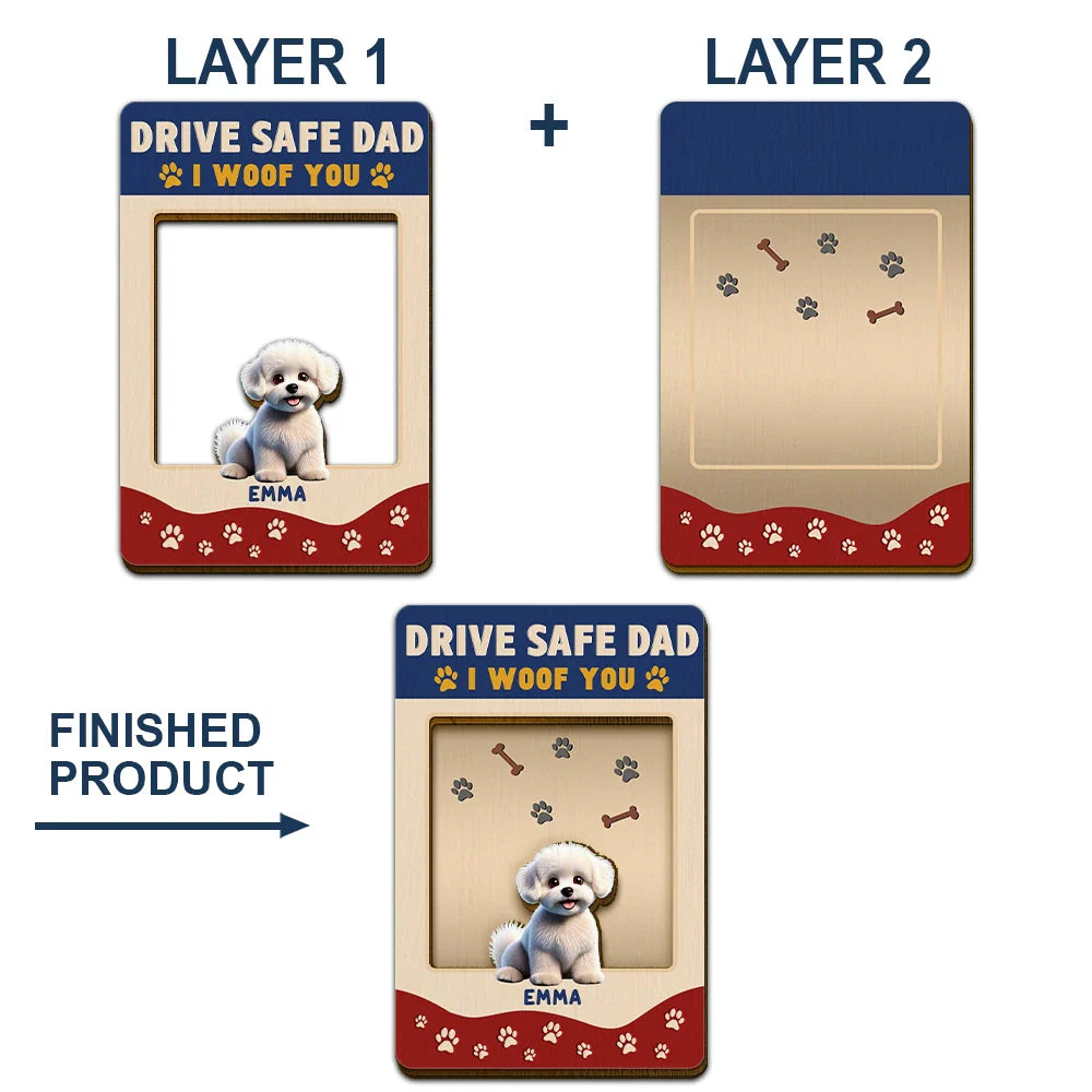Pet Lovers, Pet Dad, Dog Lovers, Dog Dad, Happy - Drive Safe Dad We Woof You - Personalized Custom Shaped Car Visor Clip