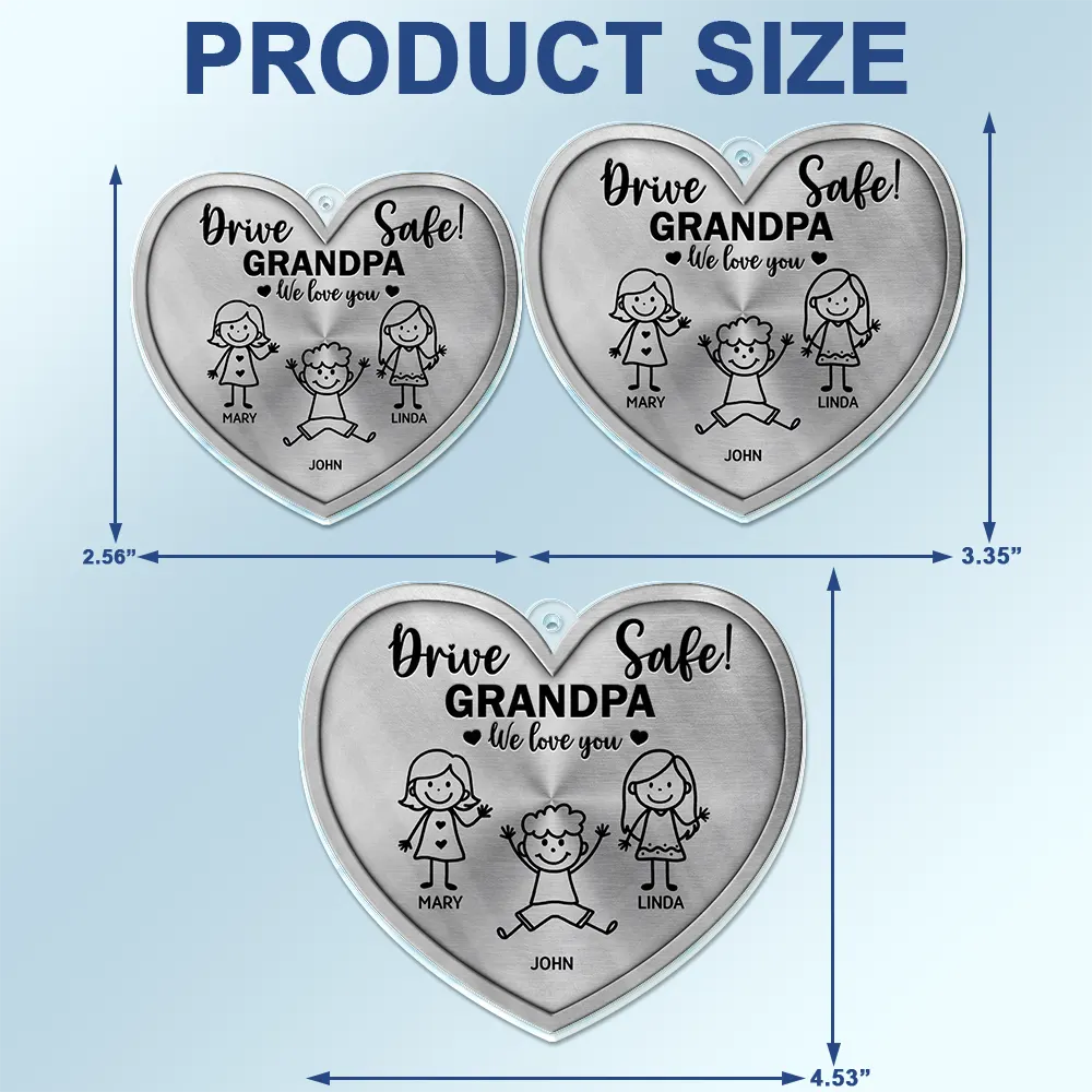 Gift For Father, Gift For Mother, Gift For Grandma, Gift For Grandpa, Happy - Drive Safe Daddy Kid Stick Figures - Personalized Acrylic Car Hanger