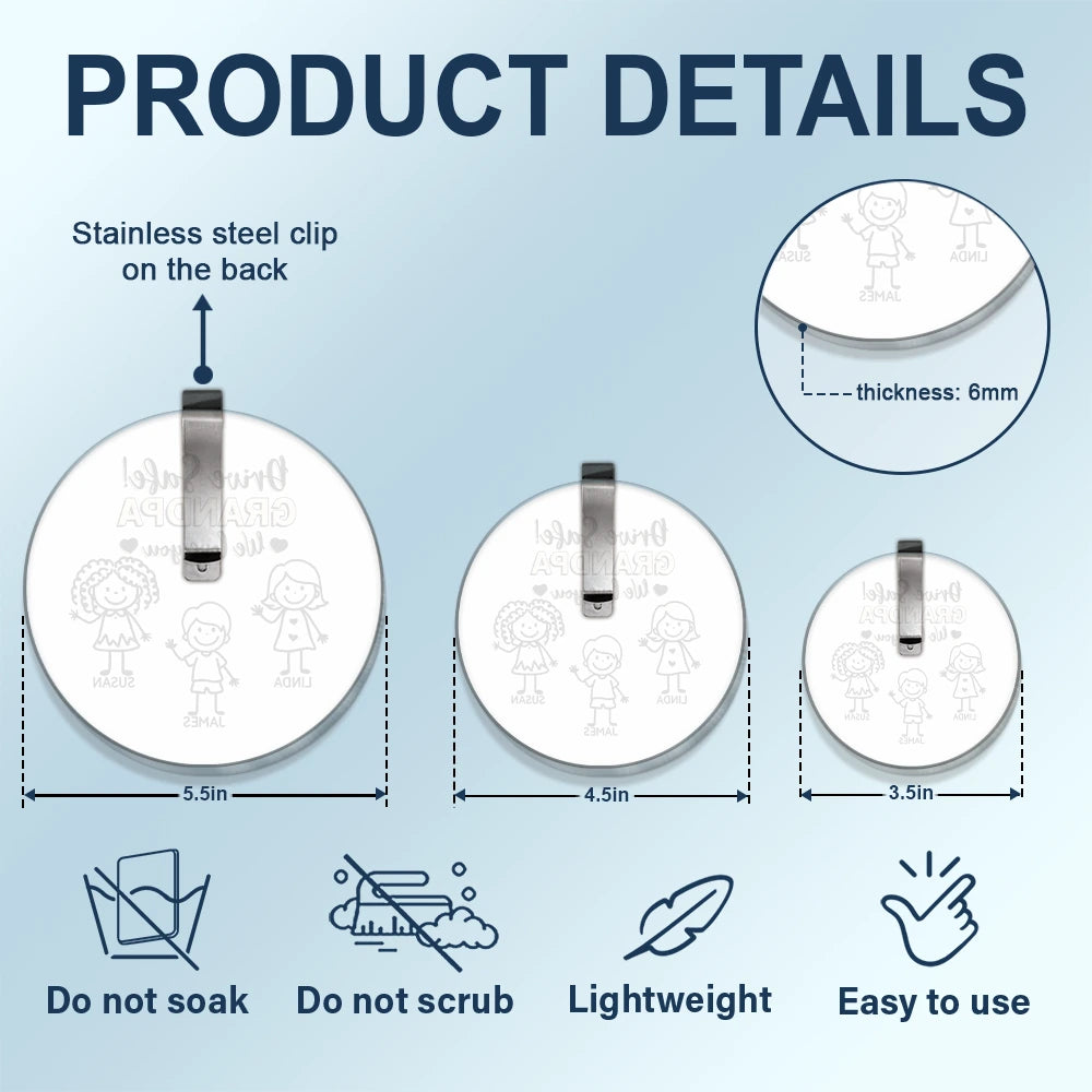 Gift For Grandpa,Gift For Grandma,Gift For Grandparents,Gift For Mother,Gift For Father,Christmas,Happy,Stick Figure - Drive Safe Grandpa Daddy Kid Stick Figures - Personalized Custom Shaped Acrylic Car Visor Clip