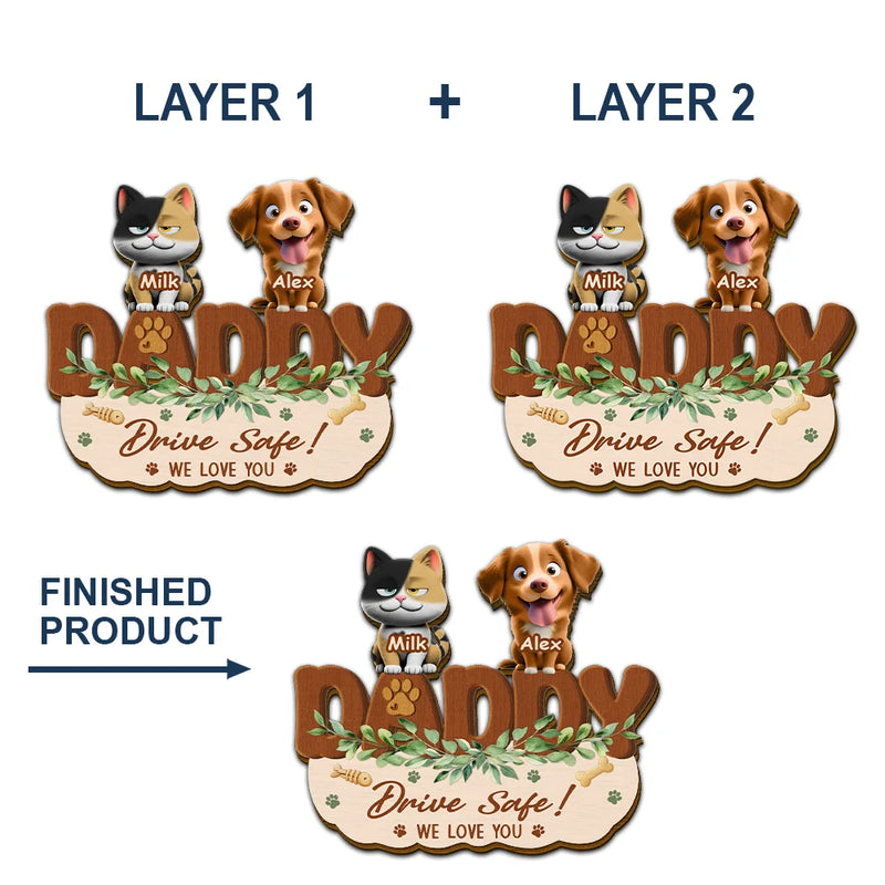 Pet Lovers,Pet Mom,Pet Dad,Dog Lovers,Dog Mom,Dog Dad,Cat Lovers,Cat Mom,Cat Dad,Happy - Drive Safe We Woof You - Personalized Custom Shaped Car Visor Clip