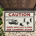 Camping,Gift For Couples,Best friends' Hobby,Top Market,Funny,Family - Drunk Stick Figure We Are Camping Again - Personalized Doormat