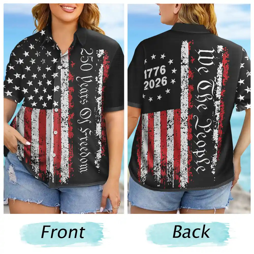 No Custom,America 250th,Independence Day - Early US Flag America 250 Years Of Freedom - Hawaiian Shirt