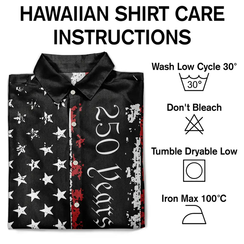 No Custom,America 250th,Independence Day - Early US Flag America 250 Years Of Freedom - Hawaiian Shirt