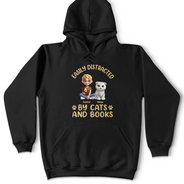 Easily Distracted By Cats & Books - Personalized T Shirt