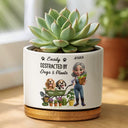 Gardening,Gift For Women,Gift For Men,Pet Lovers,Pet Mom,Pet Dad,Dog Lovers,Dog Mom,Dog Dad,Happy,Vector - Easily Distracted By Dogs And Plants - Personalized Ceramic Plant Pot
