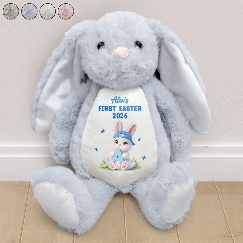 Gift For Kids,Grandma - Grandkids,Gift For Grandkids,Dad - Children,Mom - Children,Easter,Happy - Easter Bunny Holding Alphabet Letter - Personalized Soft Toy Bunny