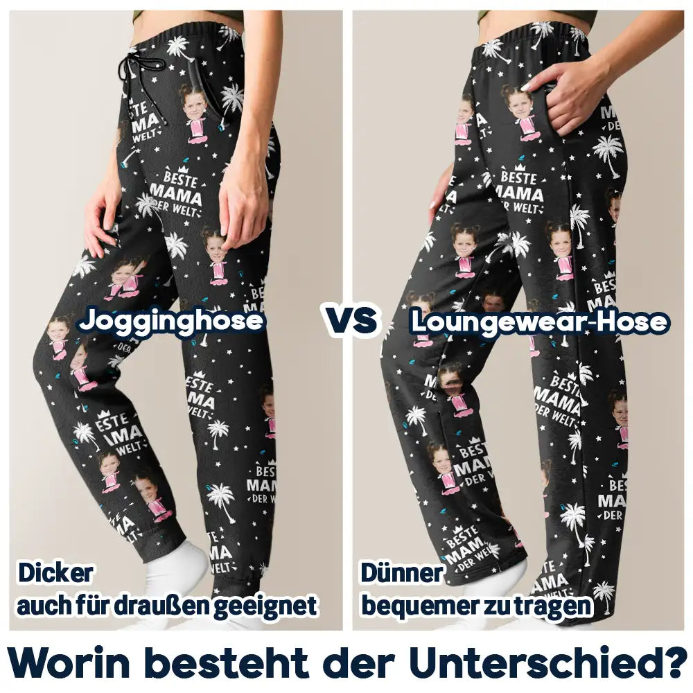 Family,Gift For Father,Gift For Mother,Happy,Gift For Women,Gift For Men,Non-Eng,German - Eigenes Foto Bester Papa Beste Mama Der Welt - Personalisiertes Pyjamahose