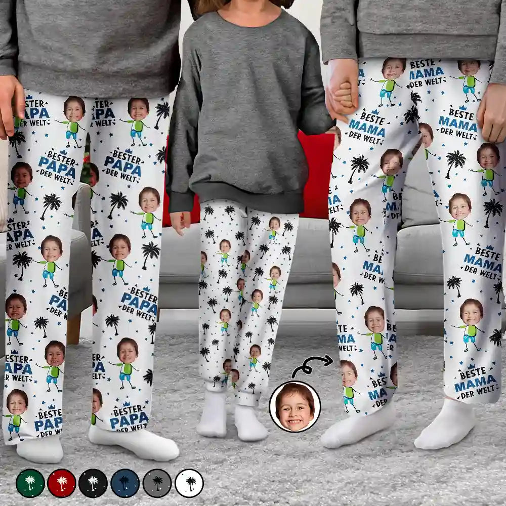 Eigenes Foto Bester Papa Beste Mama Der Welt - Personalisiertes Pyjamahose