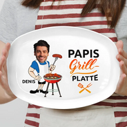 Gift For Yourself,Gift For Husband,Gift For Men,Gift For Grandpa,Grandpa's Hobby,Gift For Father,Dad's Hobby,Grilling,Happy,German - Eigenes Foto Papas Grillplatte - Personalisierte Platte