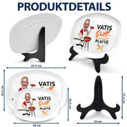 Gift For Yourself,Gift For Husband,Gift For Men,Gift For Grandpa,Grandpa's Hobby,Gift For Father,Dad's Hobby,Grilling,Happy,German - Eigenes Foto Papas Grillplatte - Personalisierte Platte