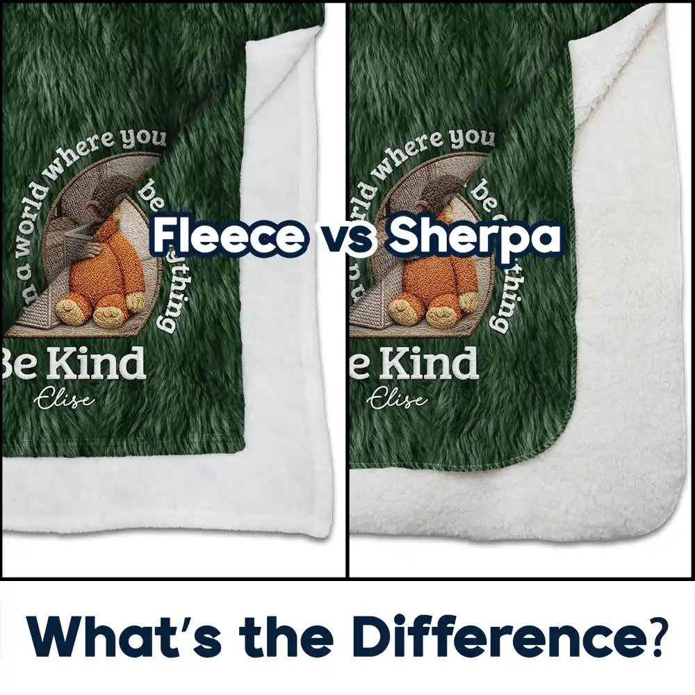 Punch Monkey,Gift For Yourself,Love,Gift For Bestie,Gift For Women,Gift For Men - Embroidery Effect In A World Where You Can Be Anything Be Kind - Personalized Fleece Blanket, Sherpa Blanket
