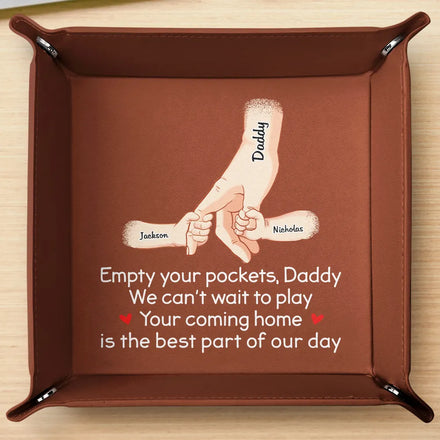 Empty Your Pockets Daddy - Personalized Leather Valet Tray