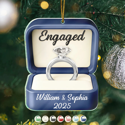 Engaged Married Couple Ring Box - Personalized Custom Shaped Acrylic Ornament