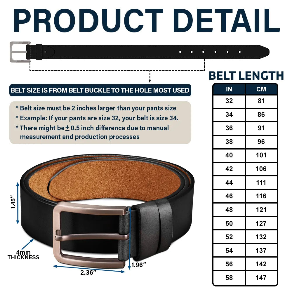 World's Best Papa Belongs To Grandkids - Personalized Engraved Leather Belt