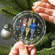 Christmas,Gift For Bestie,Funny - Entertained By Us As Us Friends - Personalized Circle Glass Ornament