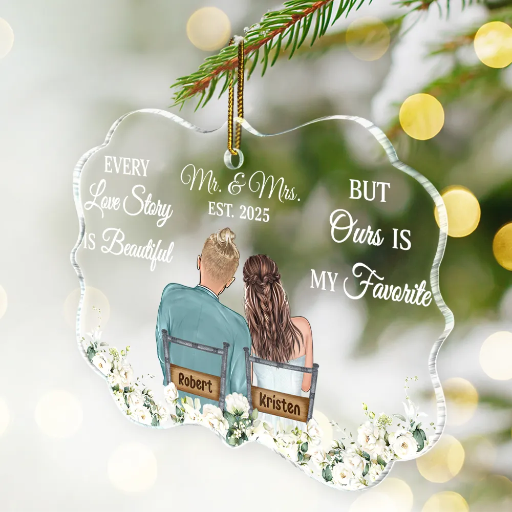 Gift For Couples,Gift For Women,Gift For Men,Gift For Husband,Gift For Wife,Christmas,Love - Every Love Story Is Beautiful - Personalized Medallion Acrylic Ornament