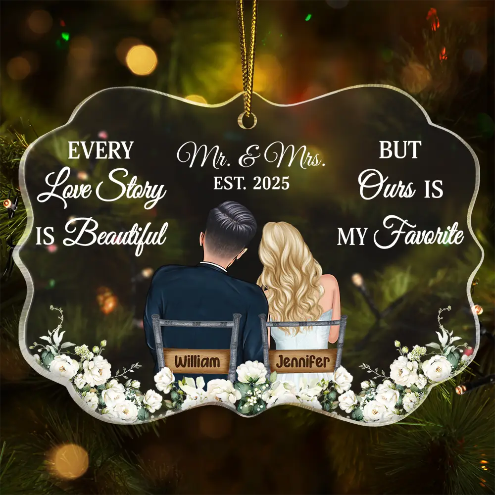 Every Love Story Is Beautiful - Personalized Medallion Acrylic Ornament