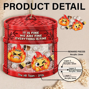 Gift For Colleagues,Christmas,Humorous,Icon - Everything Is Fine Squishy Dumpster Fire - Personalized 3-Layered Acrylic Shaker Ornament