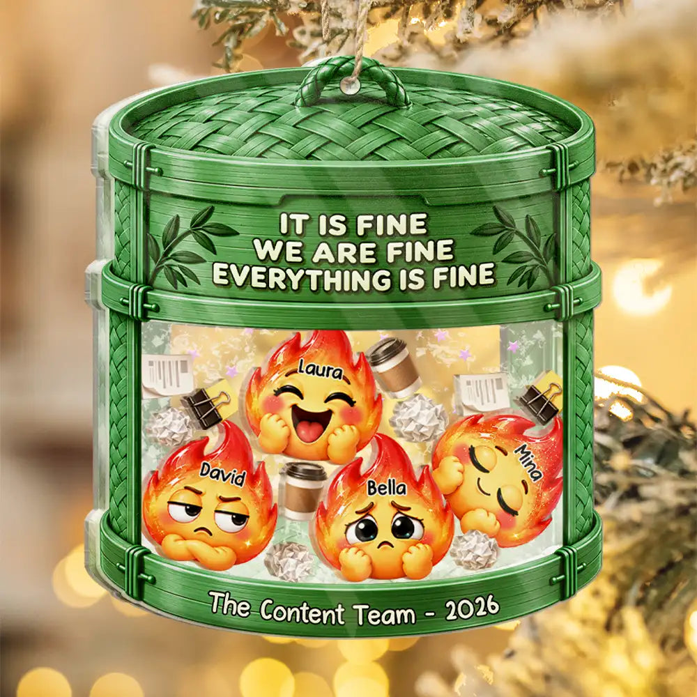 Gift For Colleagues,Christmas,Humorous,Icon - Everything Is Fine Squishy Dumpster Fire - Personalized 3-Layered Acrylic Shaker Ornament